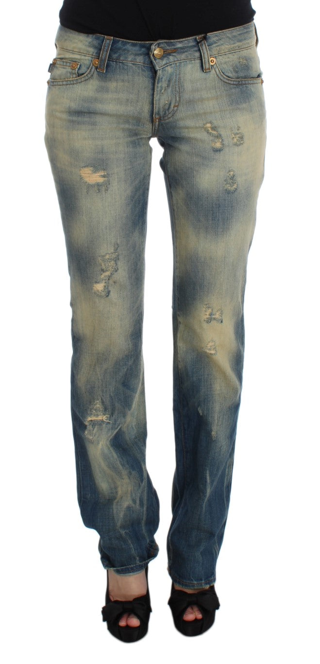Jean slim bootcut Cavalli en coton délavé bleu
