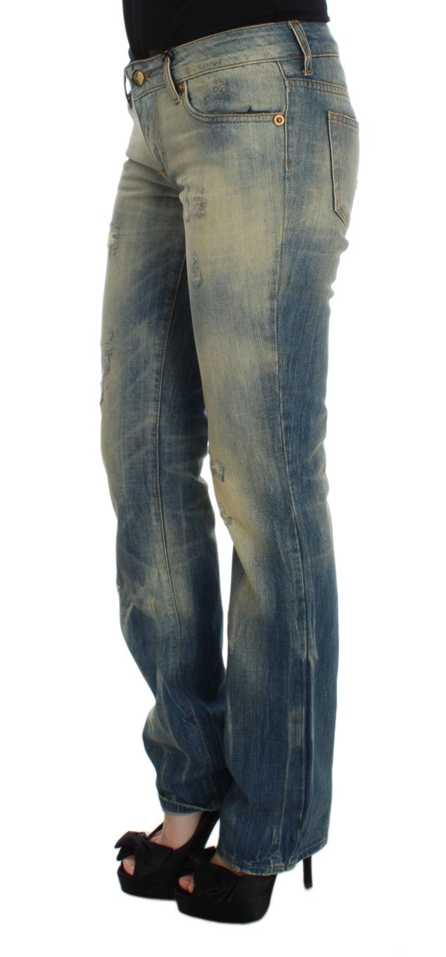 Jean slim bootcut Cavalli en coton délavé bleu