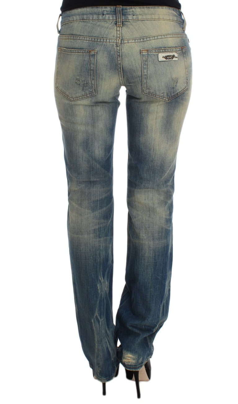 Jean slim bootcut Cavalli en coton délavé bleu