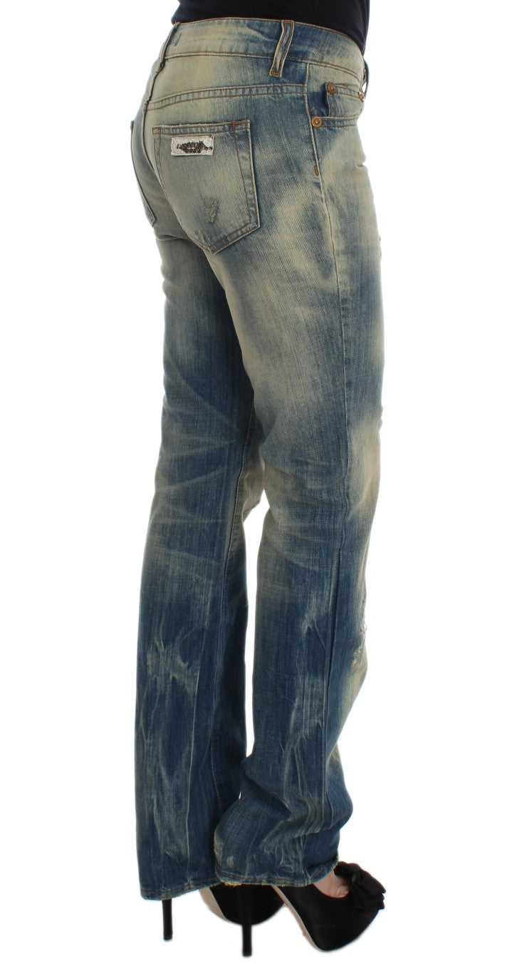 Jean slim bootcut Cavalli en coton délavé bleu