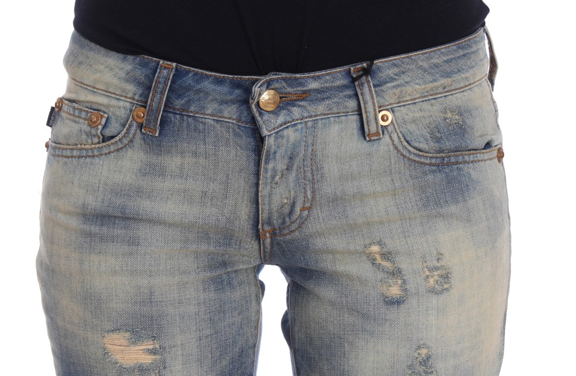 Jean slim bootcut Cavalli en coton délavé bleu