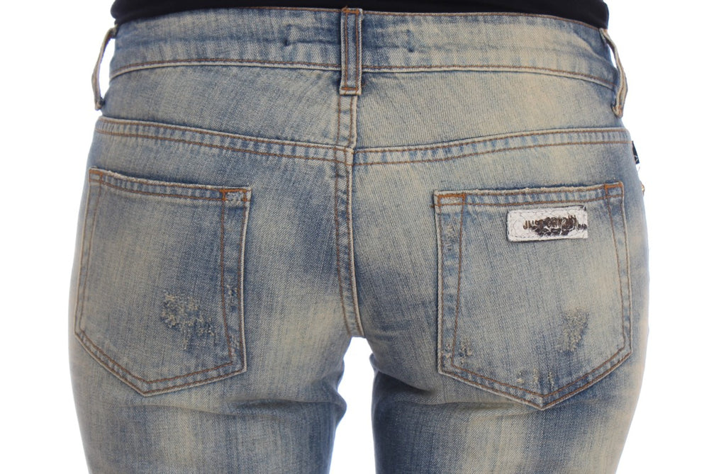 Jean slim bootcut Cavalli en coton délavé bleu