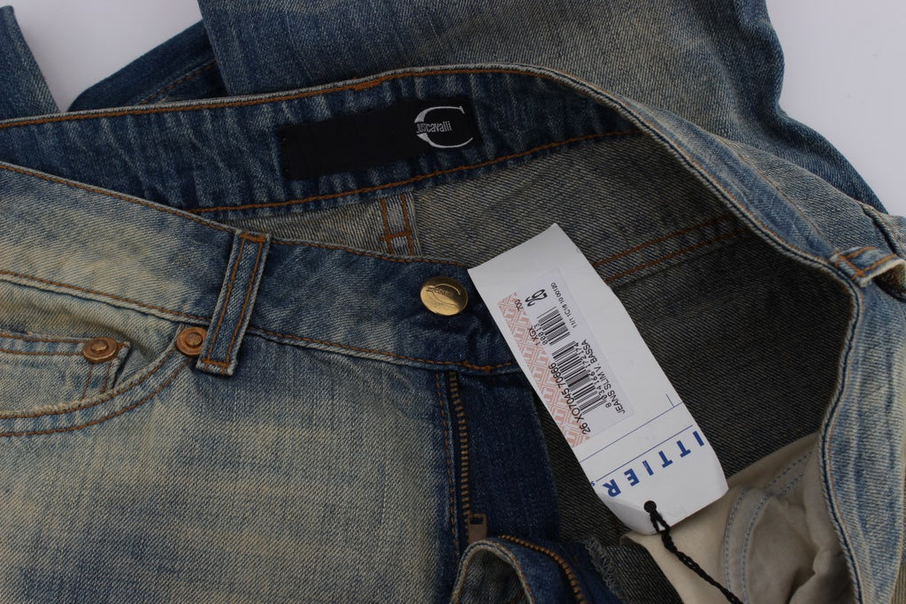 Jean slim bootcut Cavalli en coton délavé bleu
