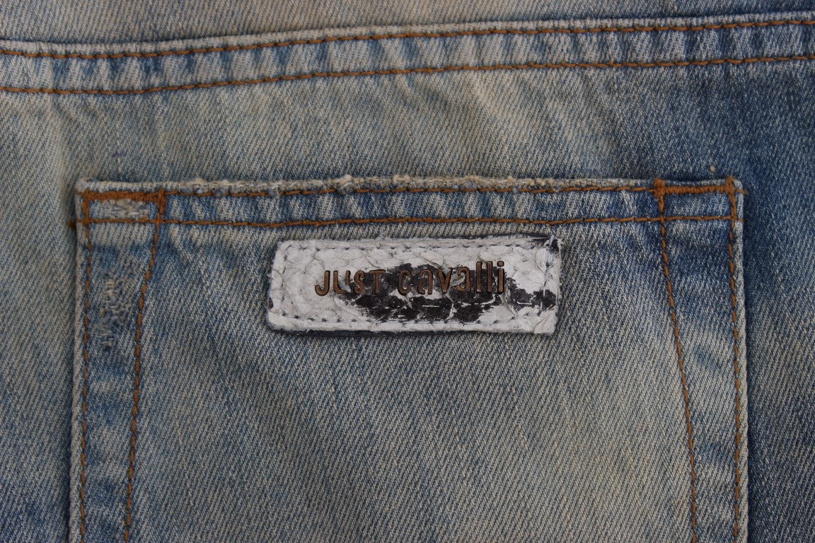 Jean slim bootcut Cavalli en coton délavé bleu