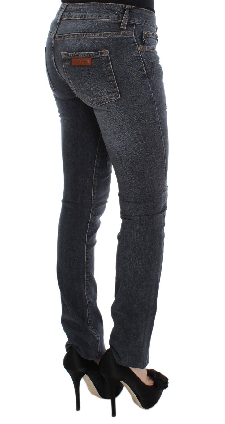 Jean slim Cavalli en coton mélangé bleu délavé