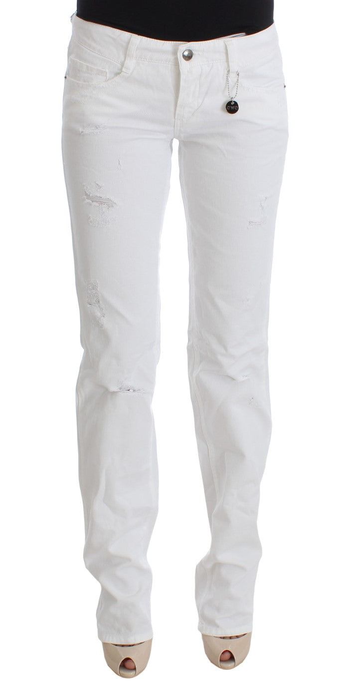 Jean bootcut slim en coton blanc Costume National