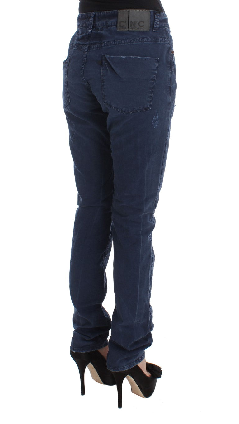 Costume National Jean en denim de coton mélangé bleu