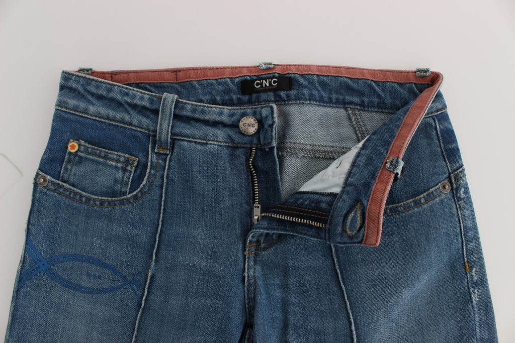 Jean court slim bleu en coton Costume National