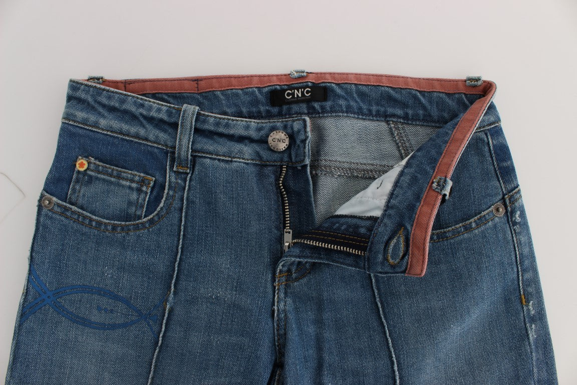 Jean court slim bleu en coton Costume National