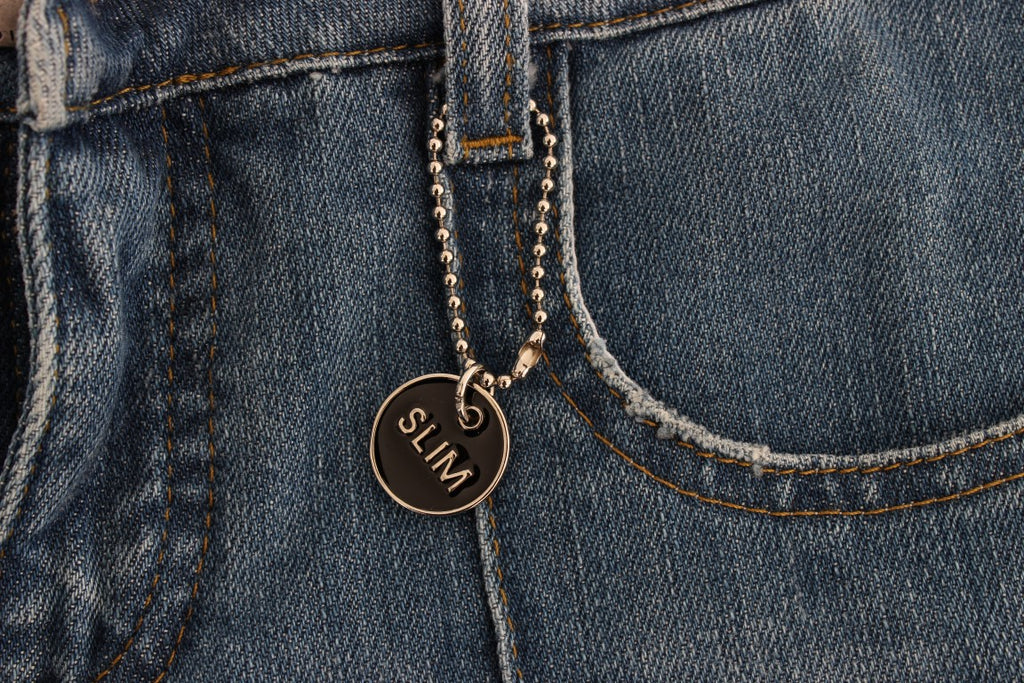 Jean court slim bleu en coton Costume National
