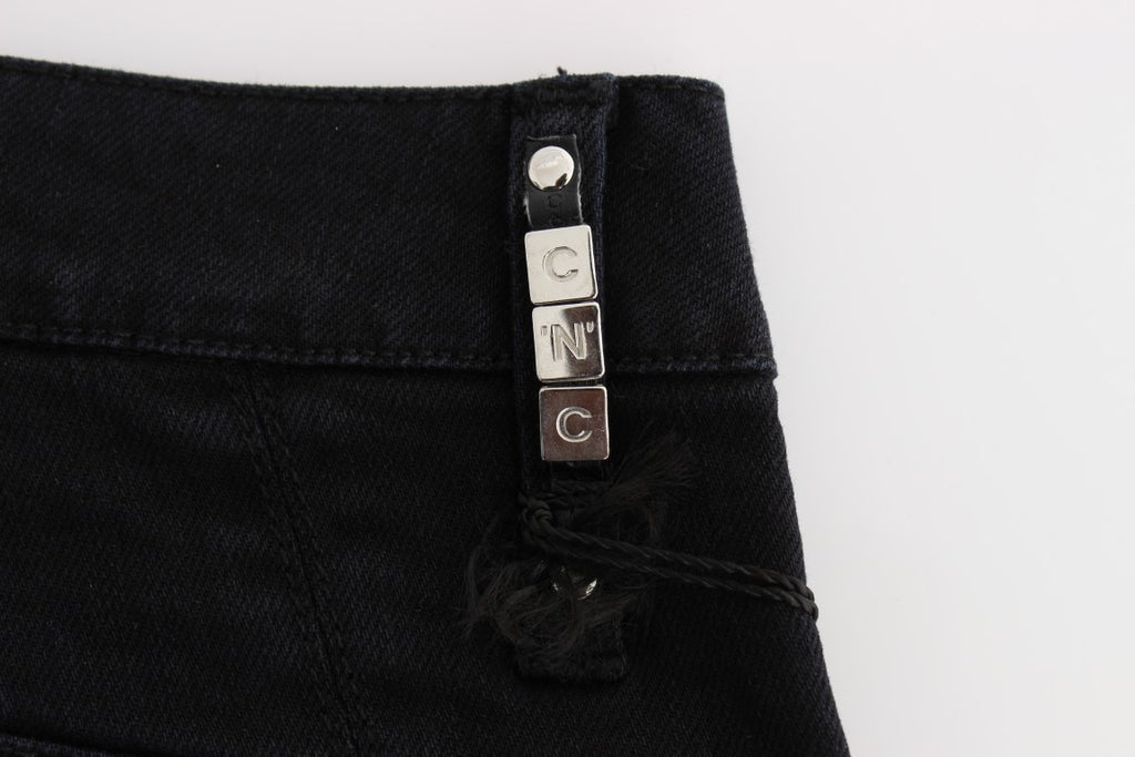 Jean court slim en coton noir Costume National