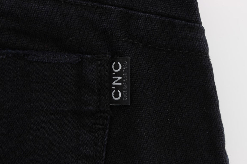Jean court slim en coton noir Costume National