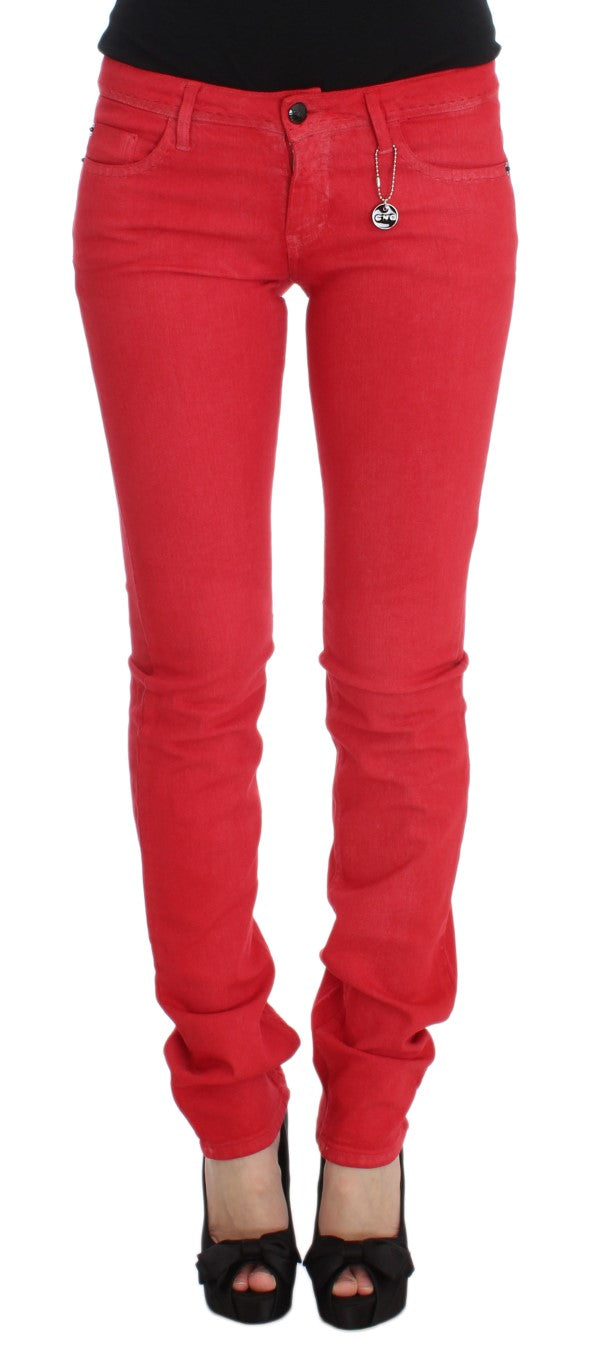 Jean coupe super slim en coton mélangé rouge Costume National