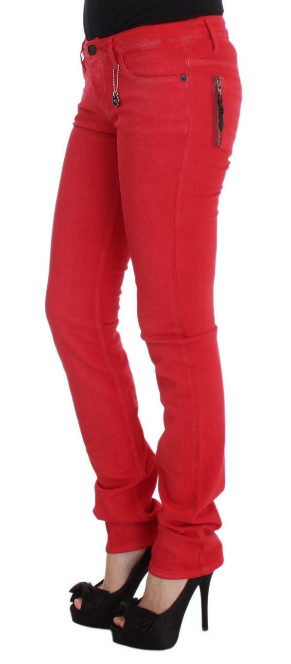 Jean coupe super slim en coton mélangé rouge Costume National