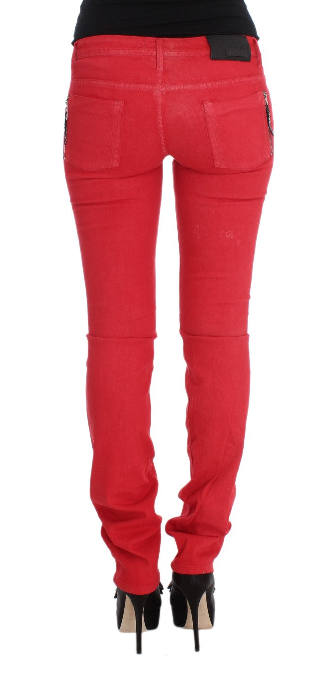 Jean coupe super slim en coton mélangé rouge Costume National