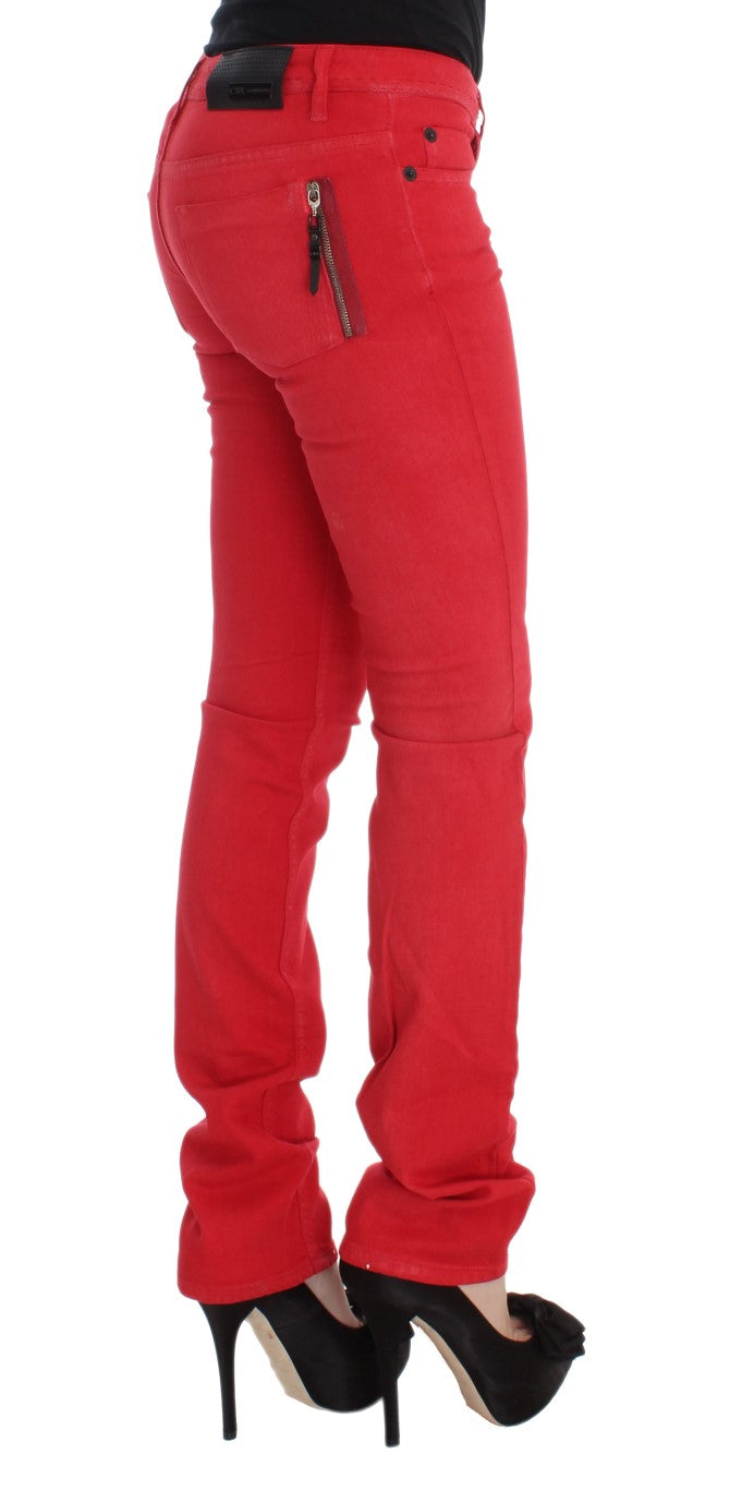 Jean coupe super slim en coton mélangé rouge Costume National