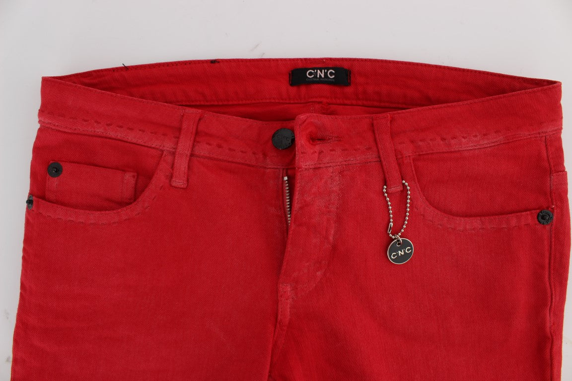 Jean coupe super slim en coton mélangé rouge Costume National