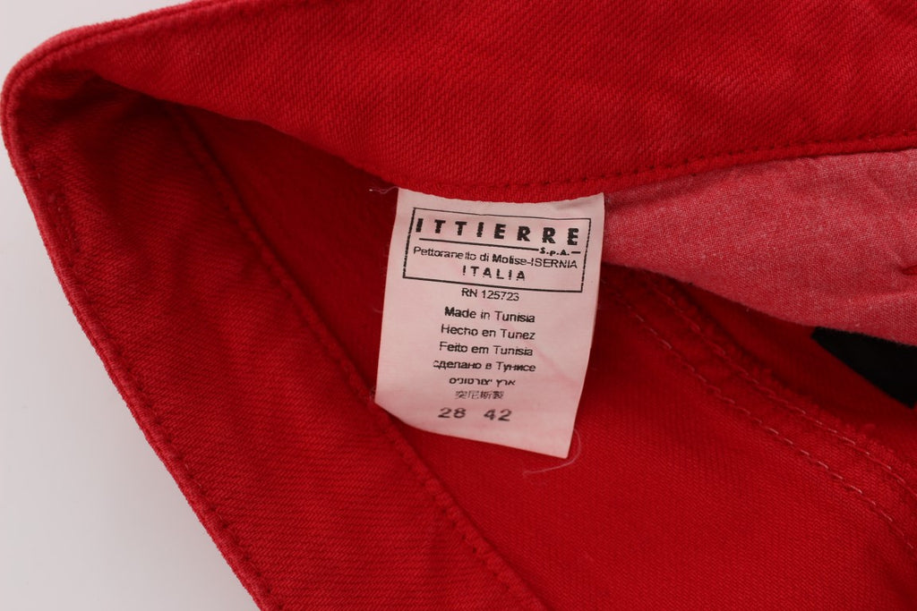 Jean coupe super slim en coton mélangé rouge Costume National
