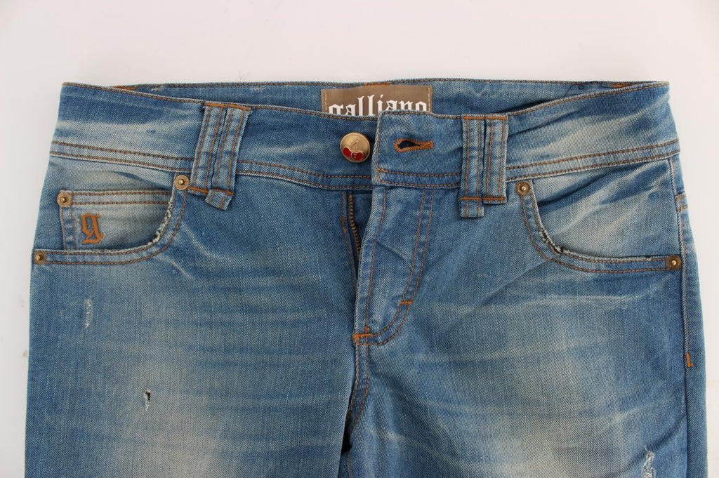 Jean slim en coton mélangé bleu délavé John Galliano