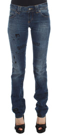 Jean bootcut slim en coton mélangé délavé bleu John Galliano
