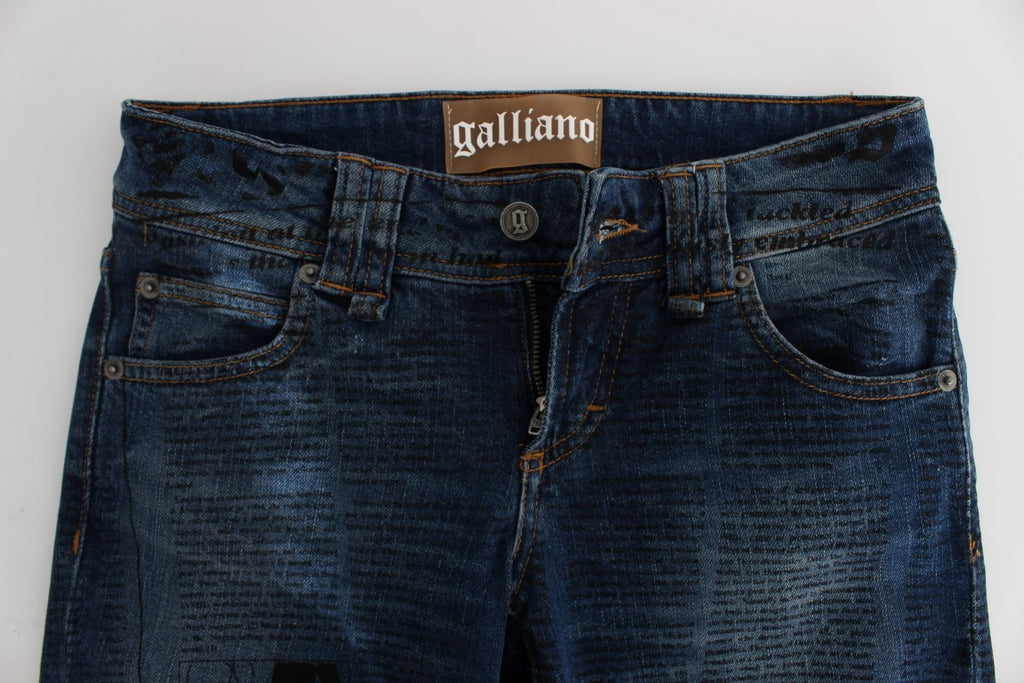 Jean bootcut slim en coton mélangé délavé bleu John Galliano