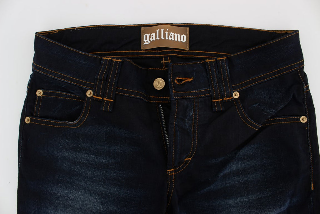 Jean slim en coton délavé bleu John Galliano