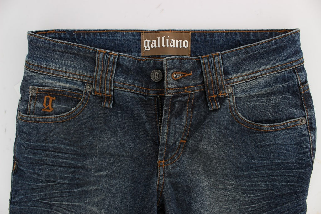 Jean slim en coton mélangé bleu délavé John Galliano
