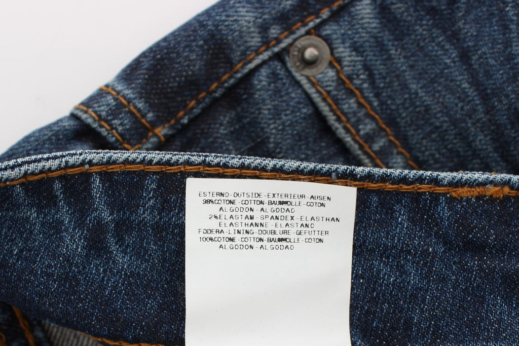 Jean slim en coton mélangé bleu délavé John Galliano