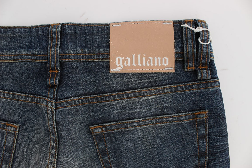 Jean slim en coton mélangé bleu délavé John Galliano