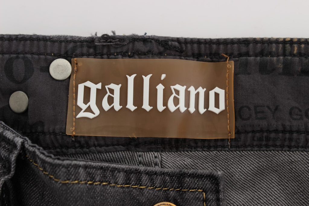 Jean slim stretch en coton mélangé délavé gris John Galliano
