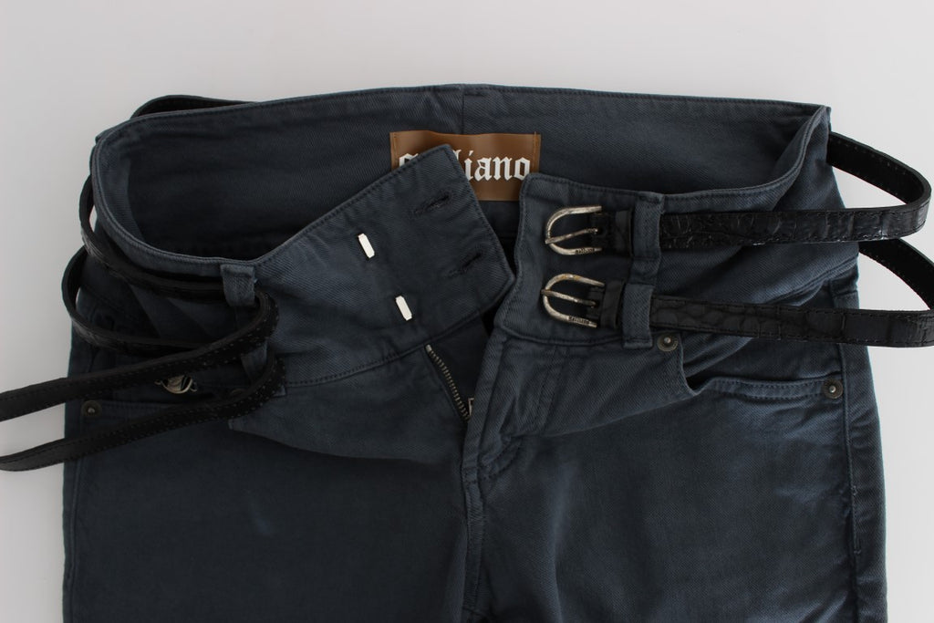 Jean slim taille haute en coton mélangé bleu John Galliano