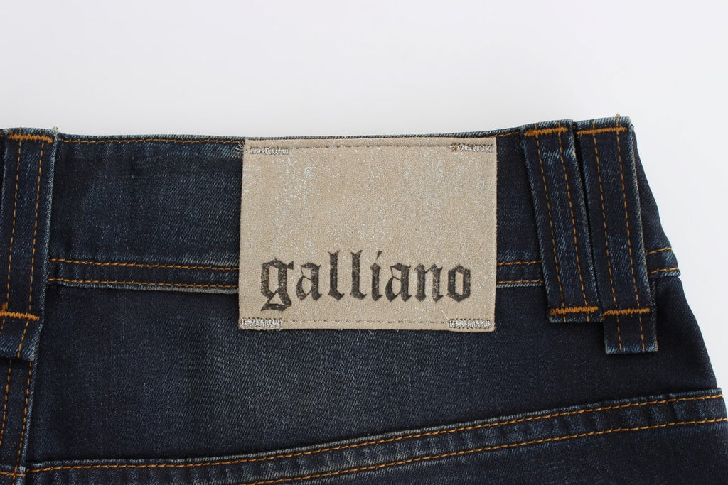 Jean boyfriend en coton mélangé bleu délavé John Galliano