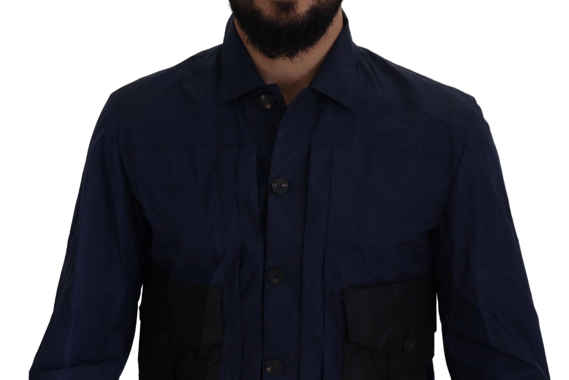 Chemise décontractée à manches longues et col en coton bleu foncé Dsquared²