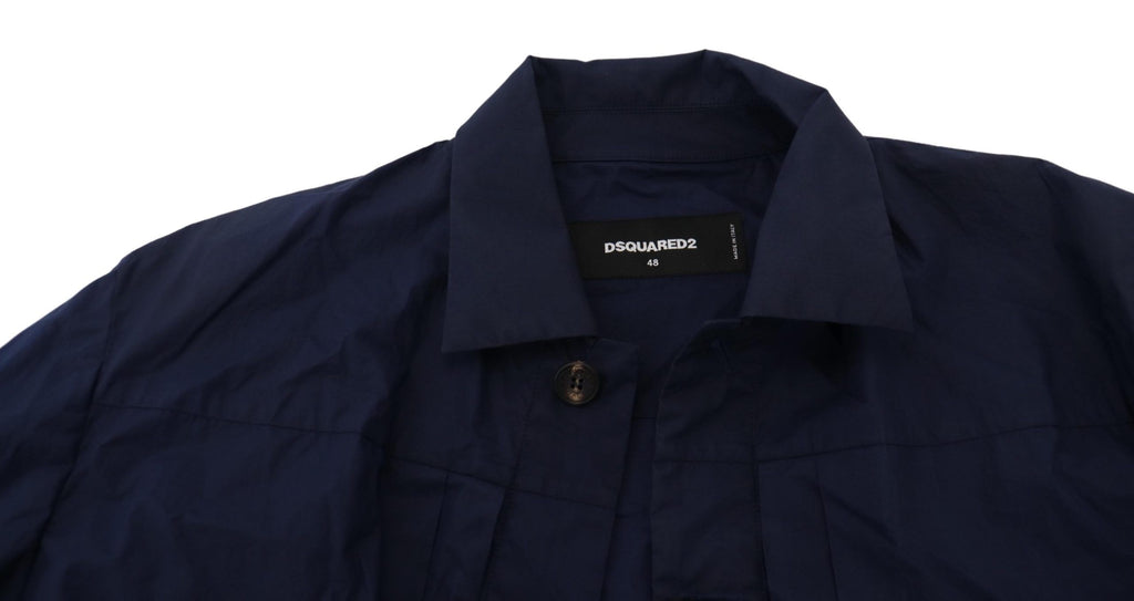 Chemise décontractée à manches longues et col en coton bleu foncé Dsquared²