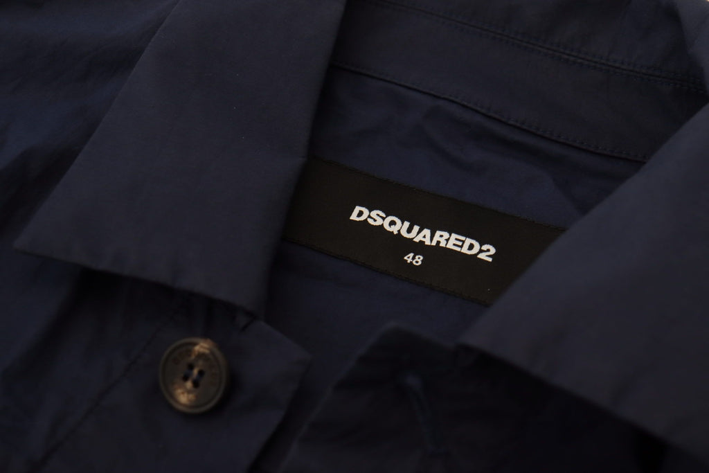 Chemise décontractée à manches longues et col en coton bleu foncé Dsquared²