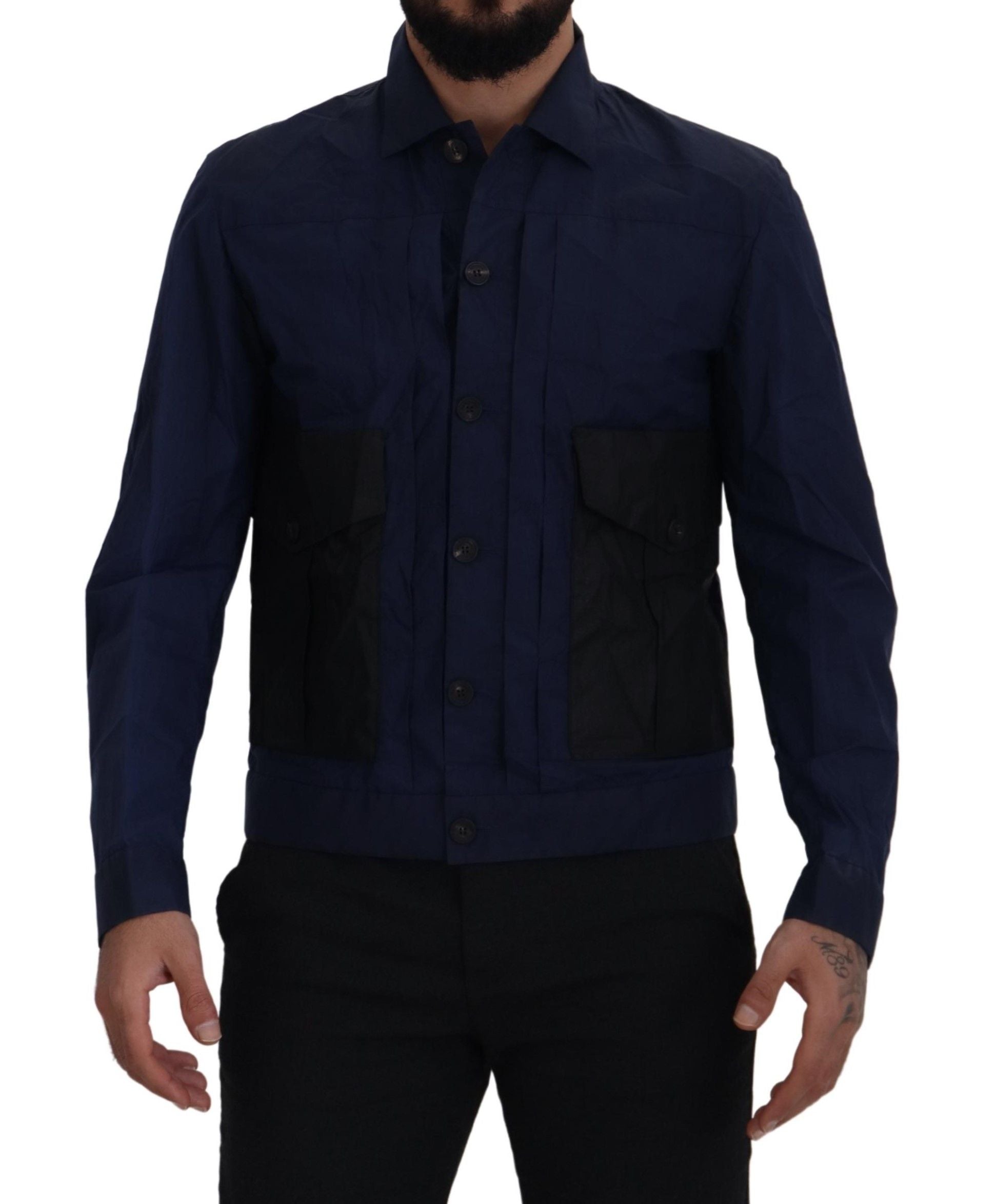 Chemise décontractée à manches longues et col en coton bleu foncé Dsquared²
