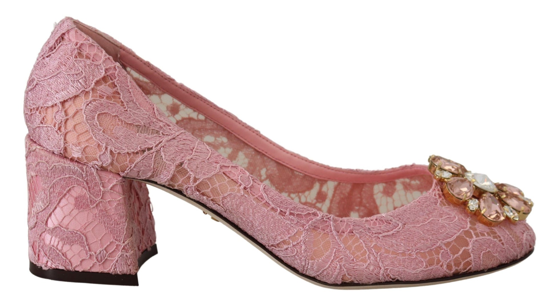 Escarpins Dolce &amp; Gabbana en dentelle rose Taormina et cristaux pastel