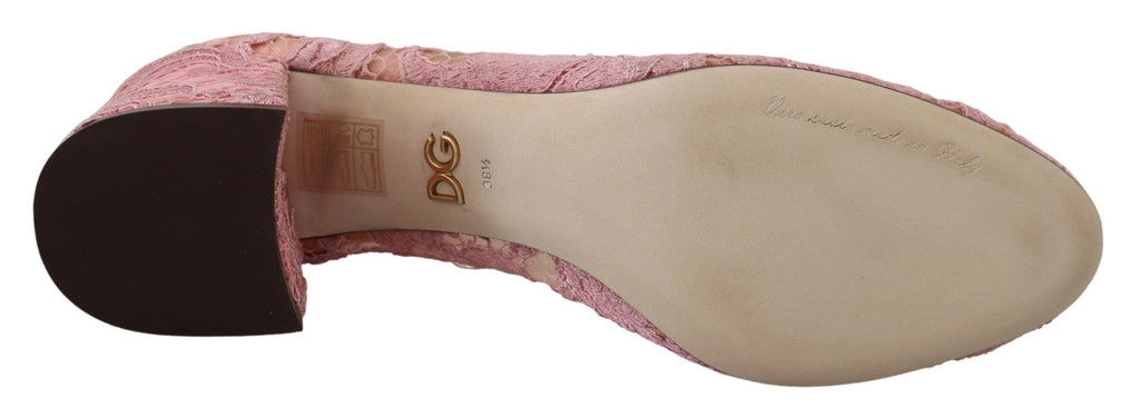 Escarpins Dolce &amp; Gabbana en dentelle rose Taormina et cristaux pastel