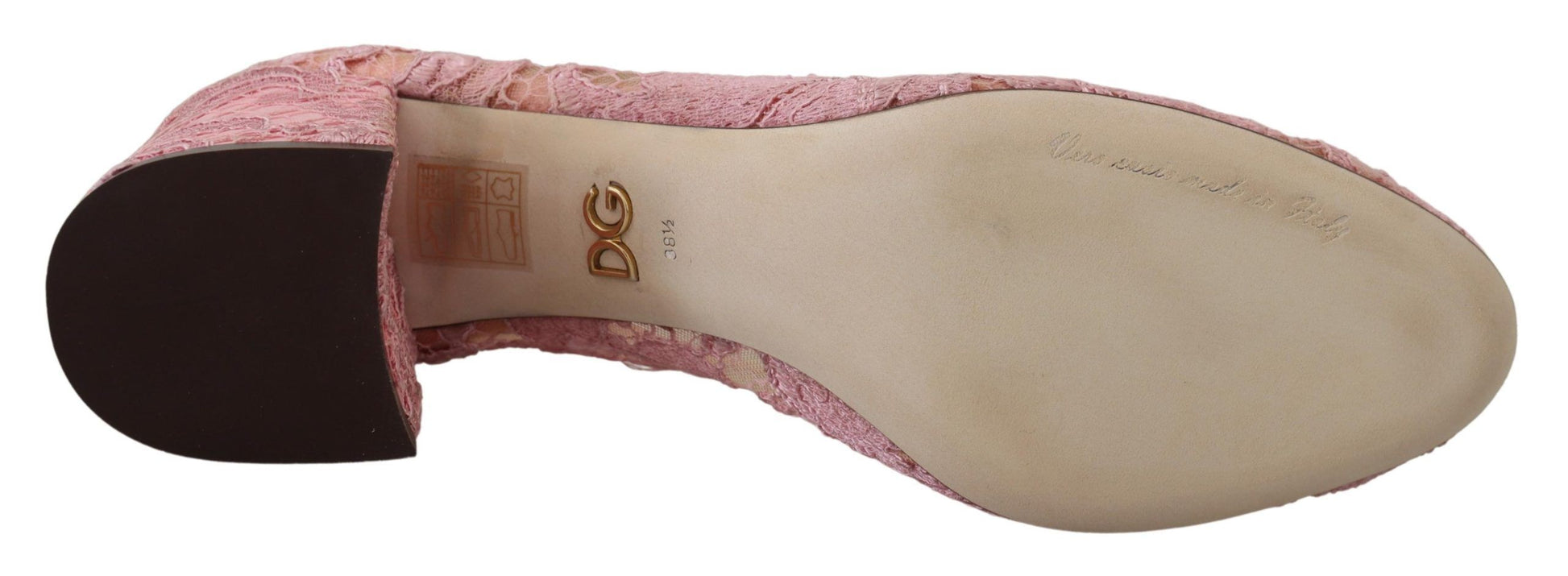 Escarpins Dolce &amp; Gabbana en dentelle rose Taormina et cristaux pastel