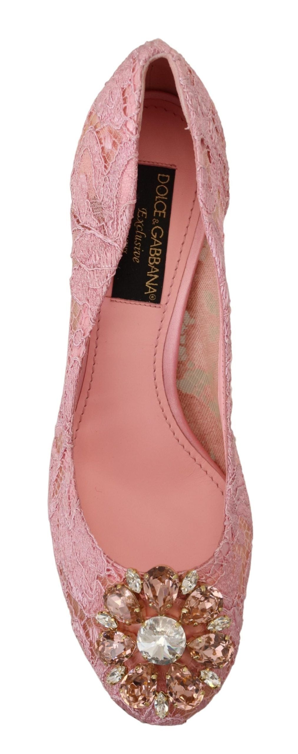 Escarpins Dolce &amp; Gabbana en dentelle rose Taormina et cristaux pastel