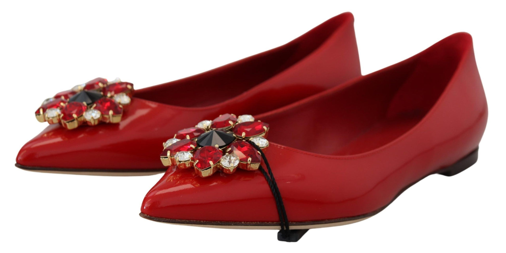 Mocassins plats Dolce &amp; Gabbana en cuir rouge avec cristaux