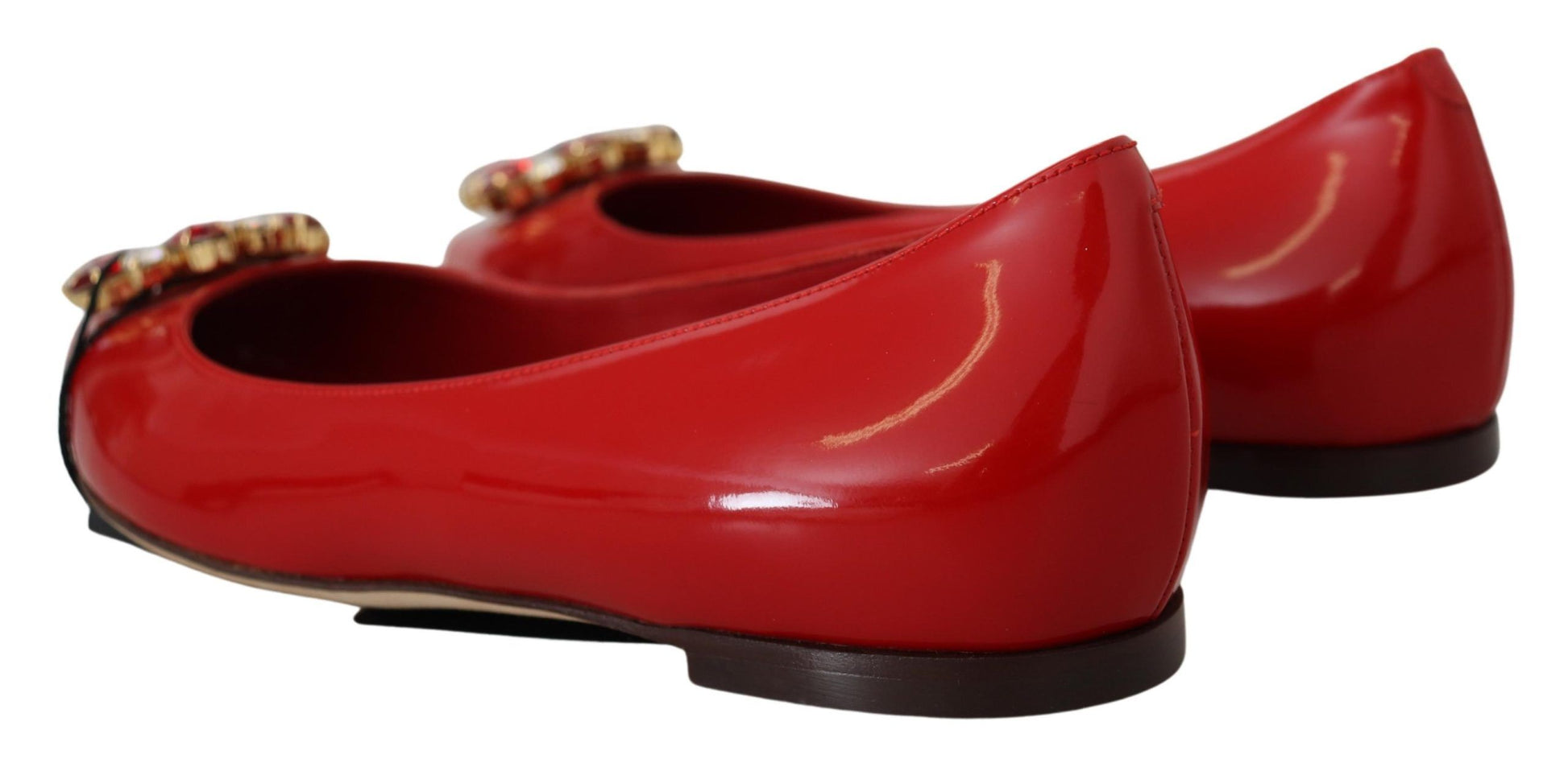 Mocassins plats Dolce &amp; Gabbana en cuir rouge avec cristaux