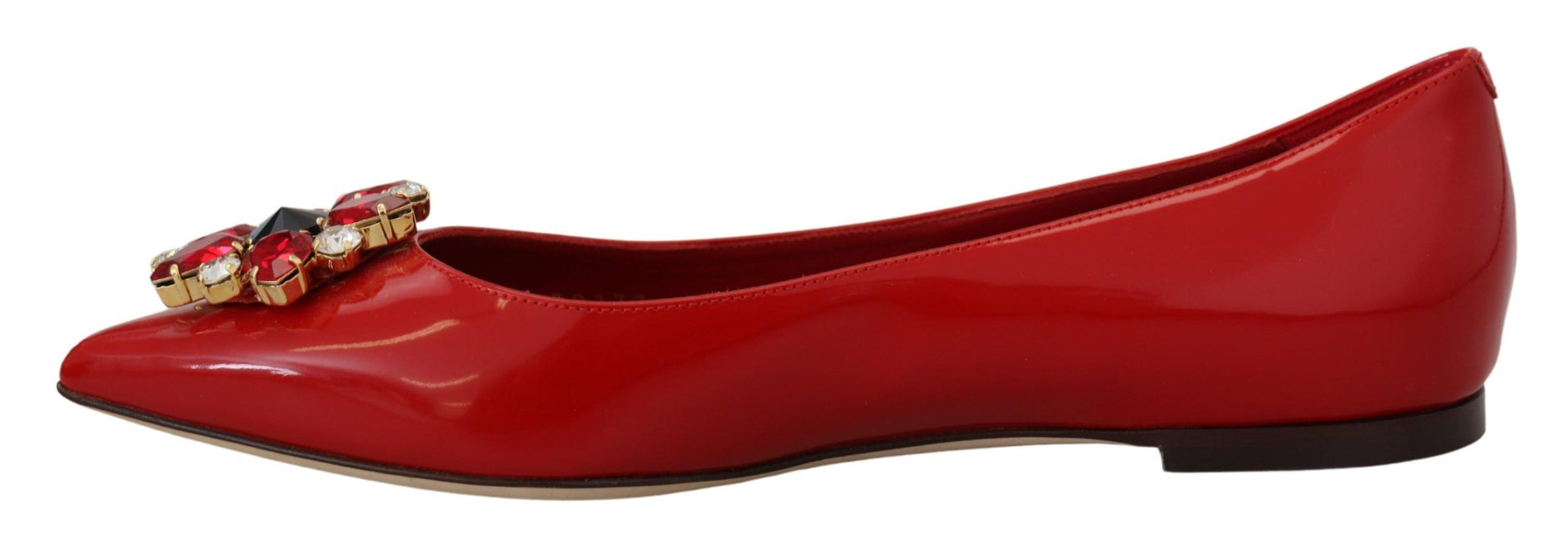 Mocassins plats Dolce &amp; Gabbana en cuir rouge avec cristaux