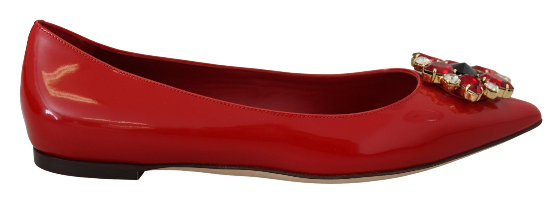 Mocassins plats Dolce &amp; Gabbana en cuir rouge avec cristaux