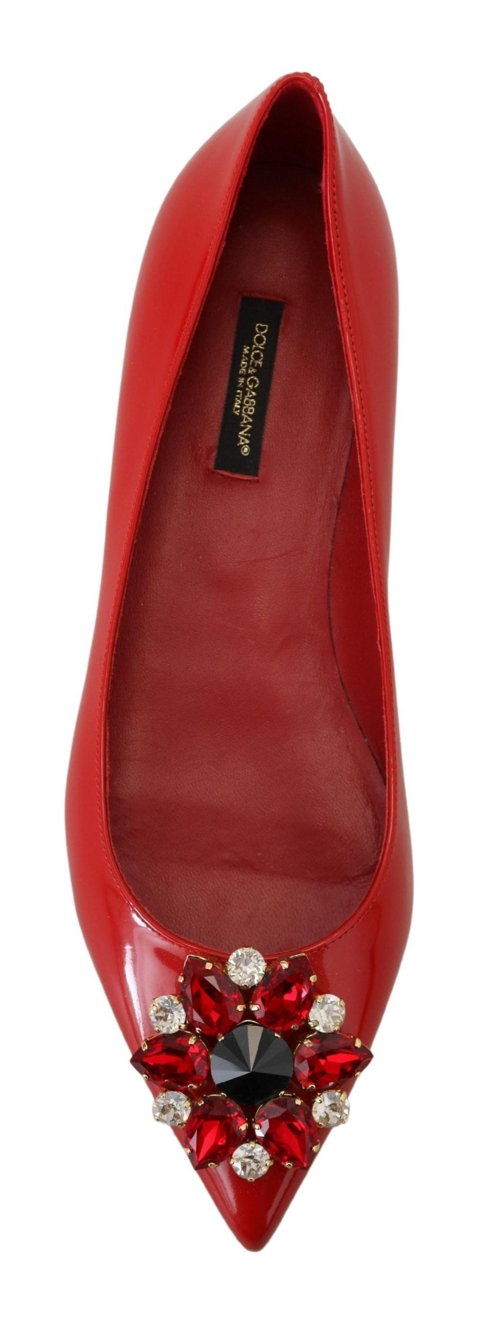 Mocassins plats Dolce &amp; Gabbana en cuir rouge avec cristaux