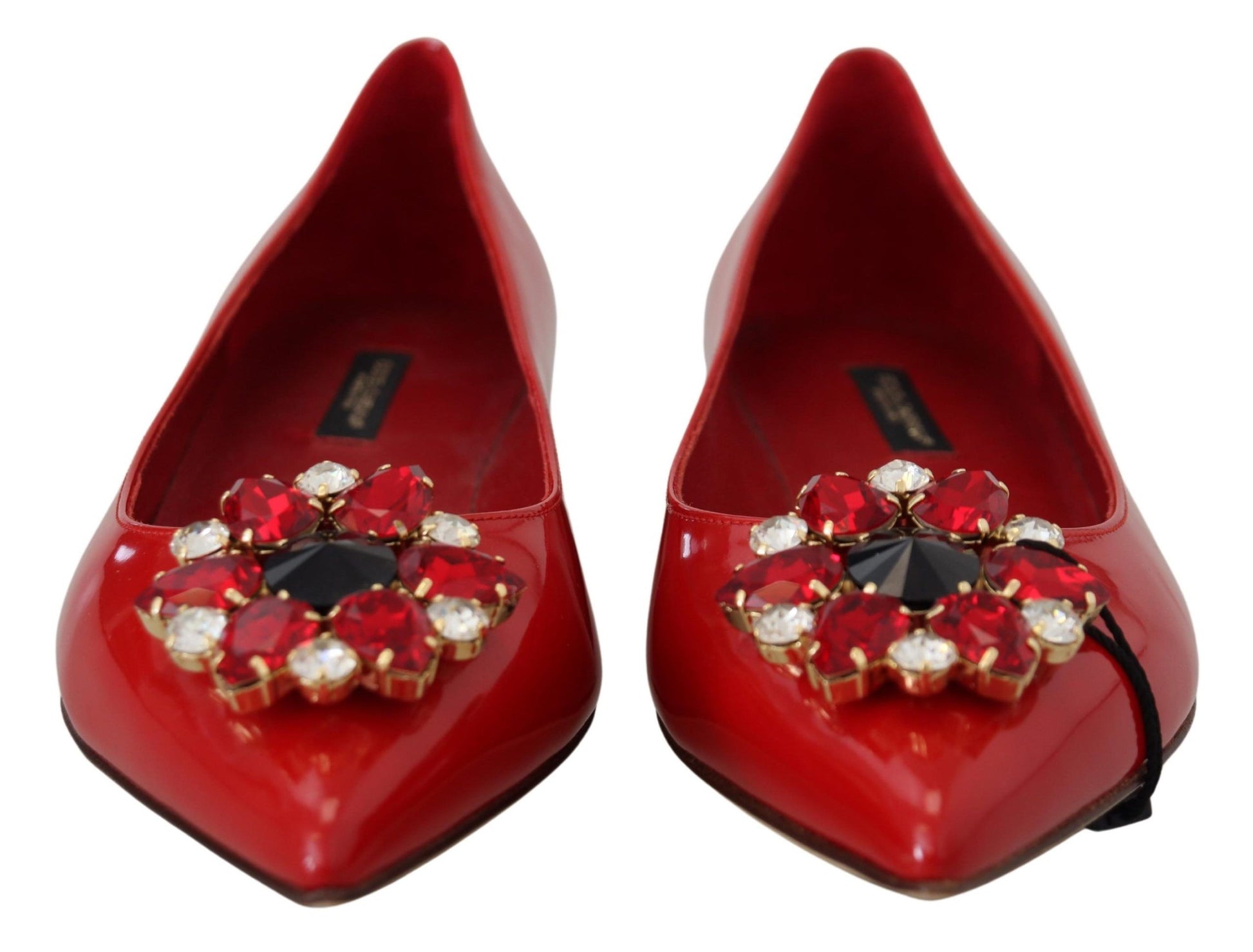 Mocassins plats Dolce &amp; Gabbana en cuir rouge avec cristaux