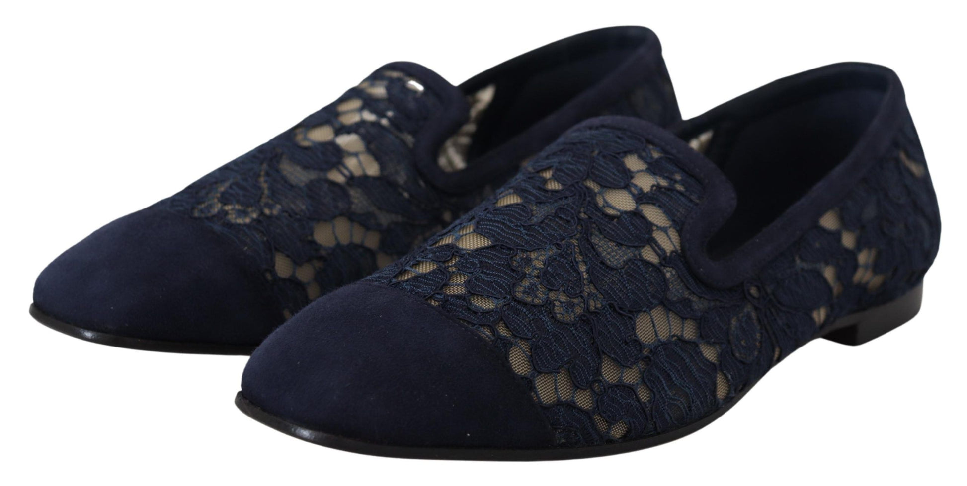 Mocassins plats Dolce &amp; Gabbana en dentelle florale bleue