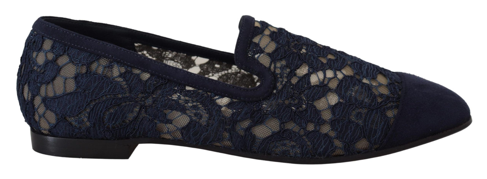 Mocassins plats Dolce &amp; Gabbana en dentelle florale bleue