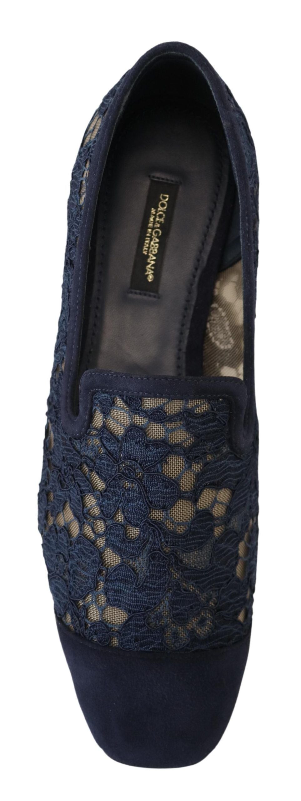 Mocassins plats Dolce &amp; Gabbana en dentelle florale bleue