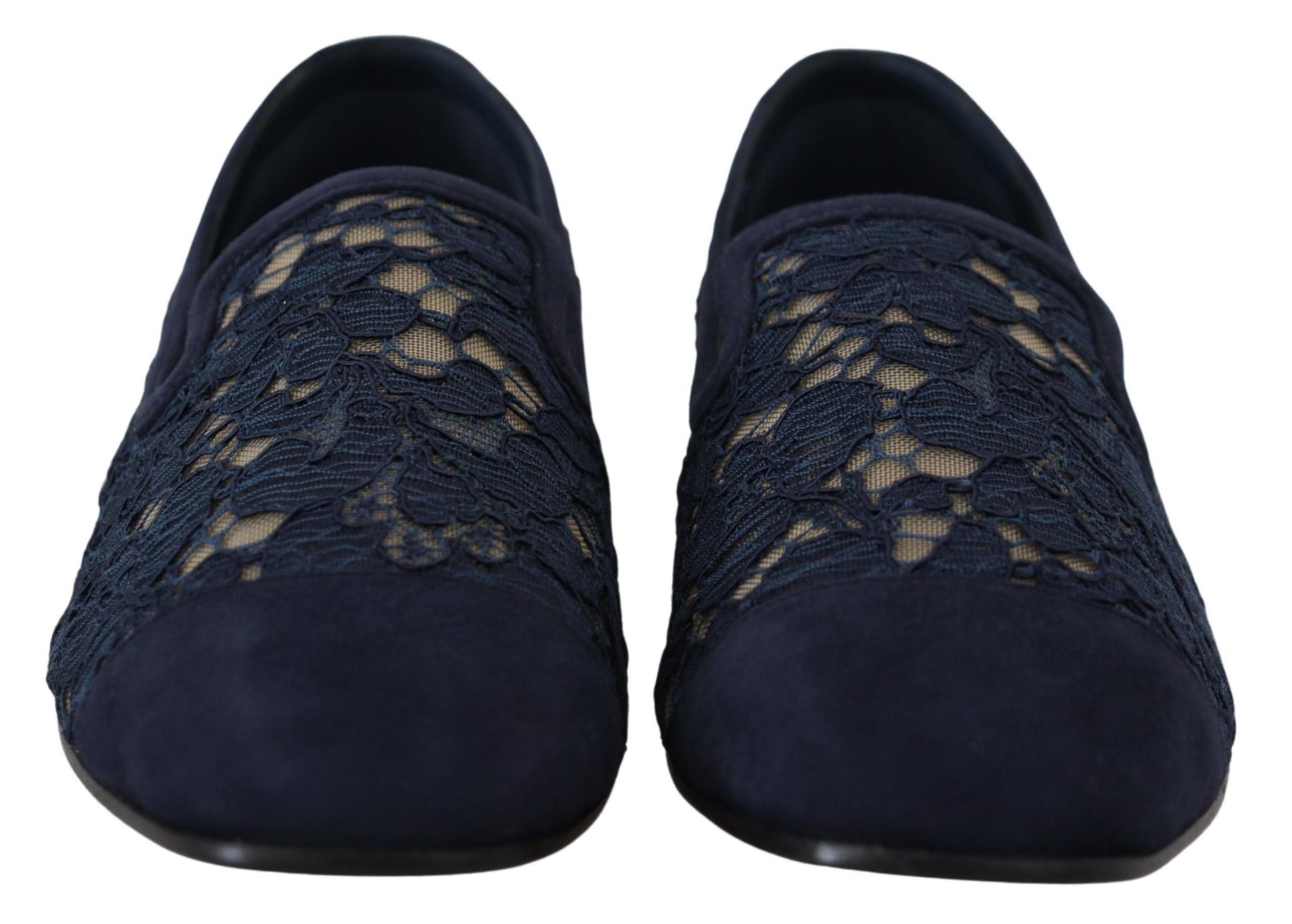 Mocassins plats Dolce &amp; Gabbana en dentelle florale bleue